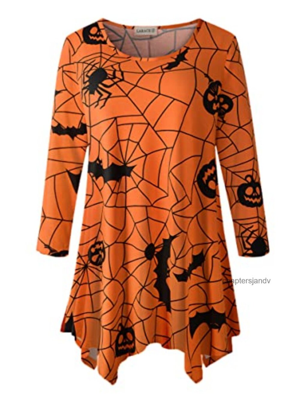 Plus Size 3/4 Sleeve Tunic Top - Asymmetrical Hem, Loose Fit, Fall Spring